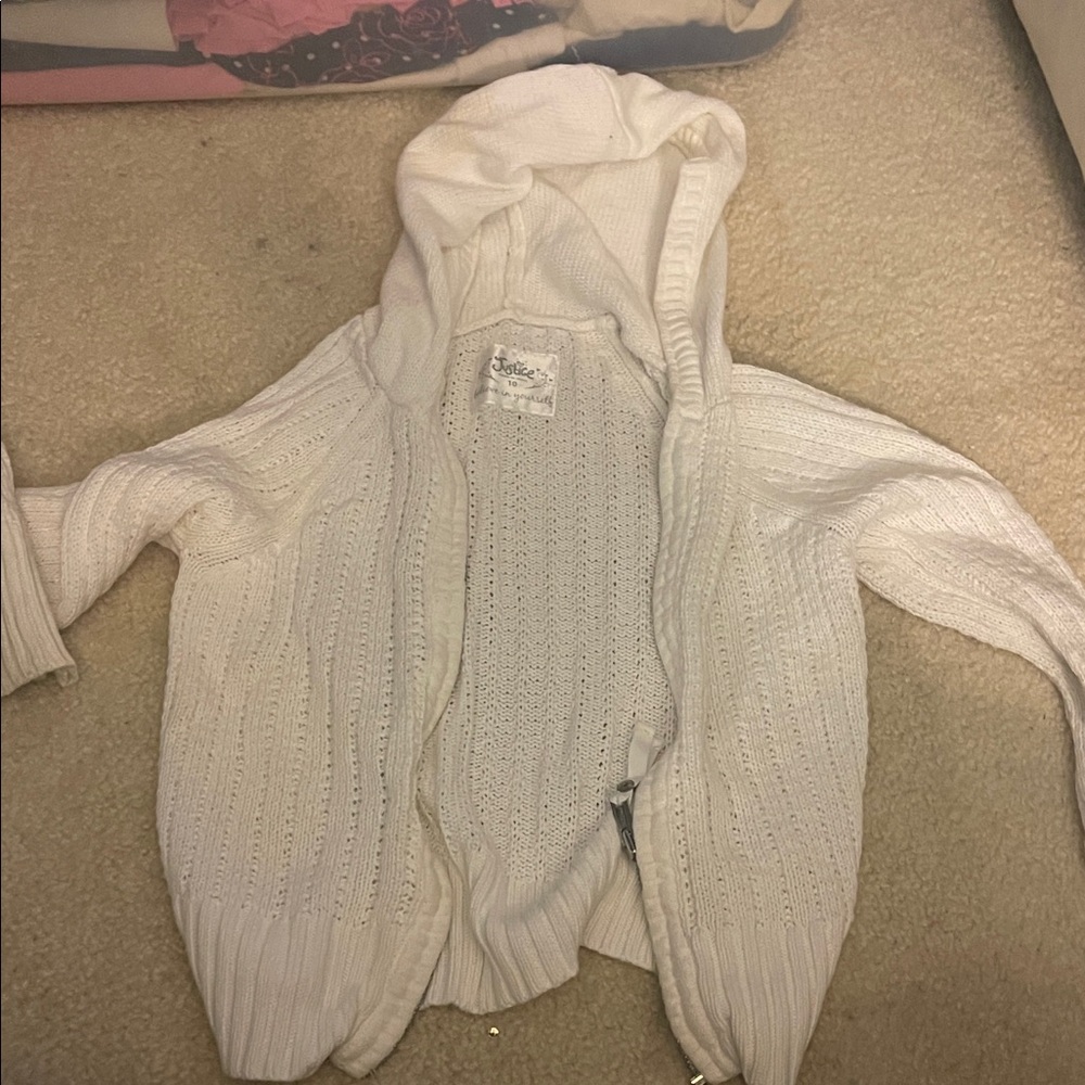 Justice White Hooded Sweater for Kids